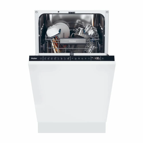 Masina de spalat vase incorporabila Haier XI0C3TB3FB, 10 seturi, 8 programe, Motor Inverter, WiFi, Aquastop, Deschidere automata usa, Senzor incarcare, Senzor grad murdarie, Clasa C, 45 cm